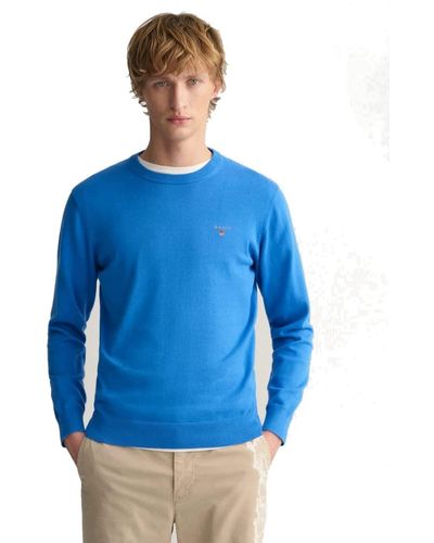 GANT Classic Cotton C-Neck KLASSISCHER Baumwollpullover - Blau