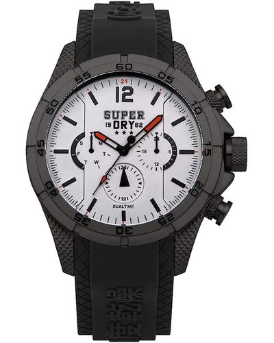 Superdry Multi Zifferblatt Quarz Uhr mit Silikon Armband SYG257B - Grau