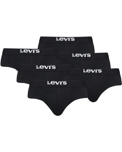 Levi's Solid Basic Slips Unterwäsche aus Bio-Baumwolle im 6er Pack - Schwarz
