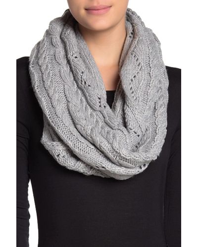 Michael Kors Pointelle Cable Knit Infinity Scarf Pearl Heather Grey