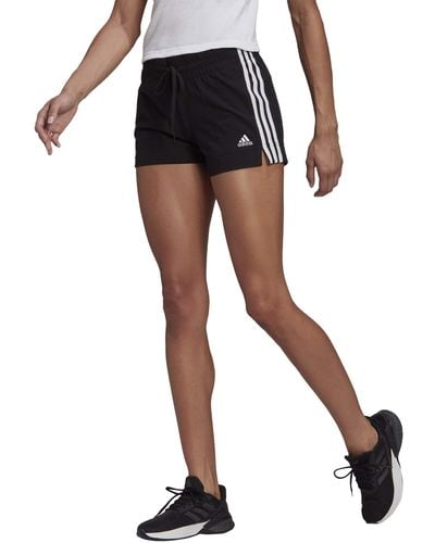 adidas ,s,3-Stripes Single Jersey Shorts,Black/White,Small - Noir