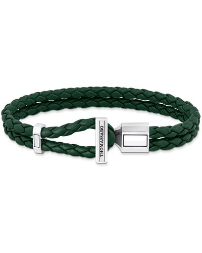 Thomas Sabo Silver Double Bracelet With Braided - Green