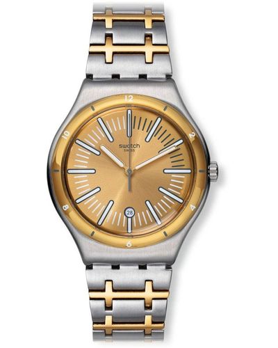 Swatch Analog Quarz Uhr mit Edelstahl Armband YWS410G - Mettallic