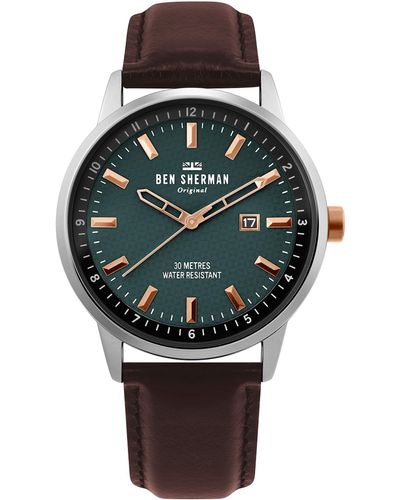 Ben Sherman S Analogue Classic Quartz Watch With Leather Strap Wb030nt - Green