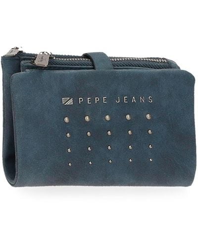Pepe Jeans Holly Cartera con Tarjetero Azul 14,5x9x2 cms Piel sintética