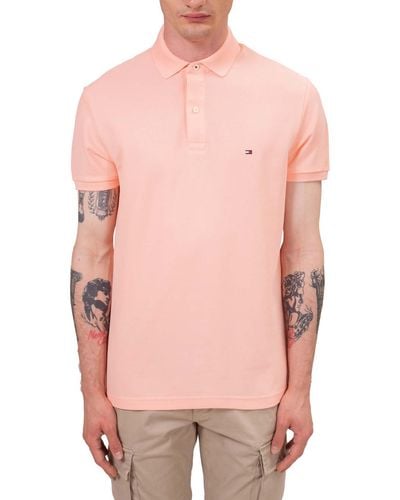 Tommy Hilfiger Slim Pique Polo Shirt With Logo - Pink