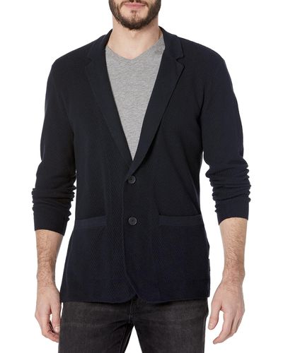 Emporio Armani A | X Armani Exchange Petite Button Up Knit Blazer With Front Pockets And Small A|x Tag - Black