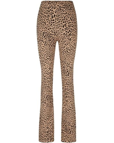 HUGO Leggings aus Jacquard-Jersey mit Leoparden-Muster und ausgestelltem Bein - Natur
