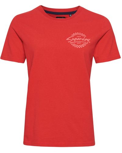 Superdry Vintage Downtown Script Tee Businesshemd, - Rot