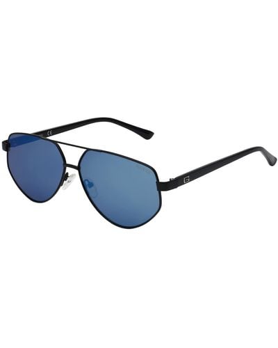 Guess Schwarze aviator sonnenbrille mit verspiegelten gläsern - Blau