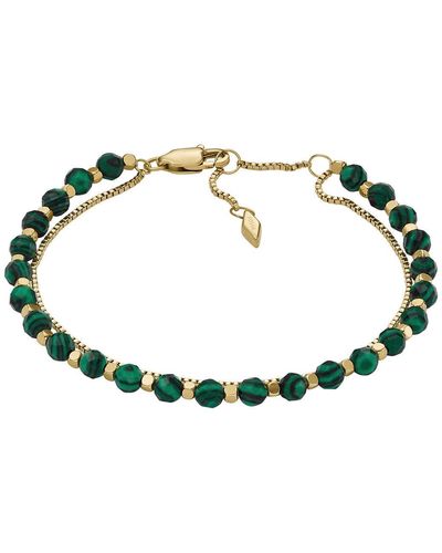 Fossil Bracelet All Stacked Up en perles vertes de malachite pour femme