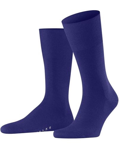 FALKE Airport Socks Merino Wool Cotton Black Grey More Colours Thin Light Warm Plain Without Pattern For Summer Or Winter Dress Or - Blue
