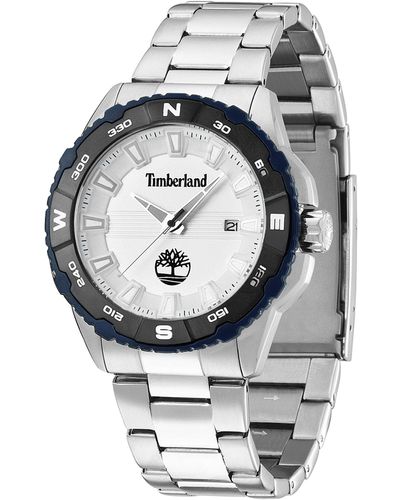 Timberland Shoreham Quartz Watch With White Dial Analogue Display And Silver Stainless Steel Bracelet 13897jssb/04m