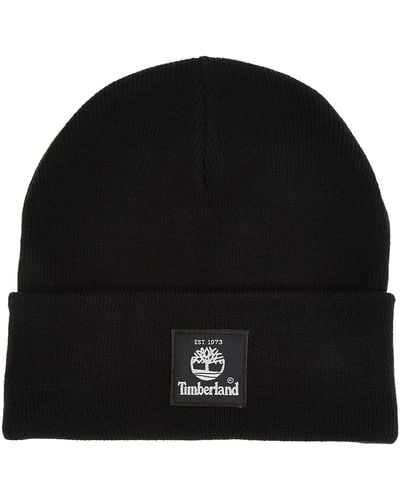 Timberland Ribbed Watch Cap With Logo Patch - Black