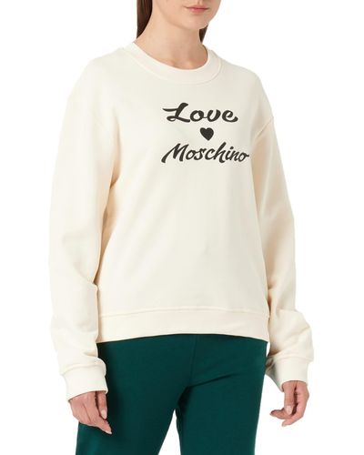 Love Moschino Regular Fit With Cursive Brand Print. Sweatshirt - Natur