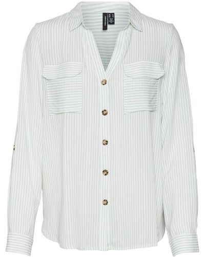 Vero Moda Vmbumpy L/S Shirt New Wvn Ga Noos Camicia da Donna - Bianco