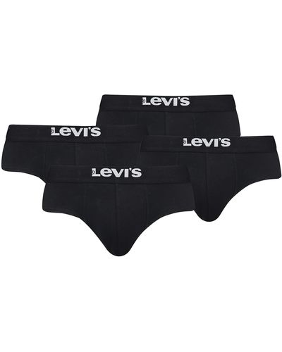 Levi's Solid Basic Slips Unterwäsche aus Bio-Baumwolle im 10er Pack - Schwarz