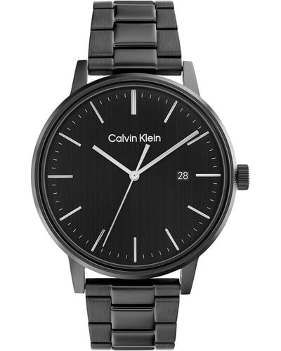 Calvin Klein Quartz Ionic Plated Black Steel And Link Bracelet Watch