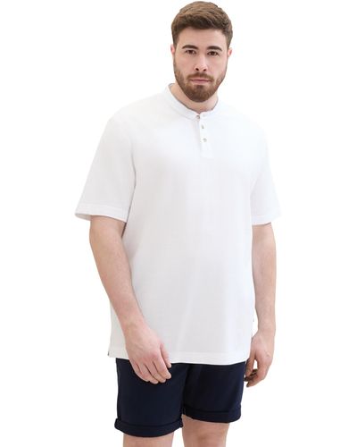 Tom Tailor Plussize Basic Poloshirt mit Stehkragen - Weiß
