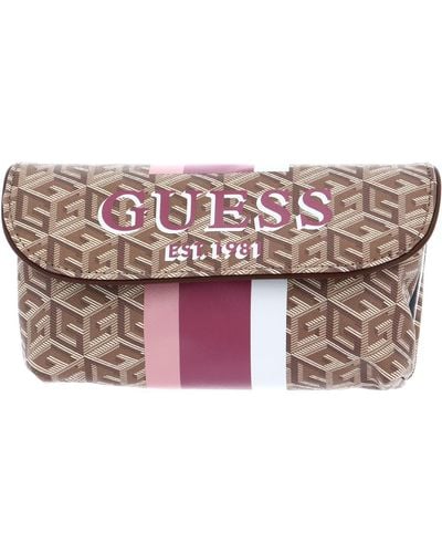 Guess Wilder Cosmetic Bag Taupe Logo - Roze