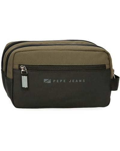 Pepe Jeans Jarvis Toiletry Bag Two Compartments Green 26x16x12cm Faux Leather And Polyester L By Joumma Bags
