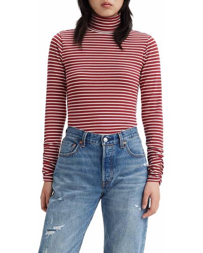 Levi's Rusched Turtleneck Top - Red