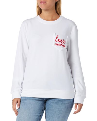 Love Moschino Long-Sleeved Slim fit Roundneck Sweatshirt - Weiß