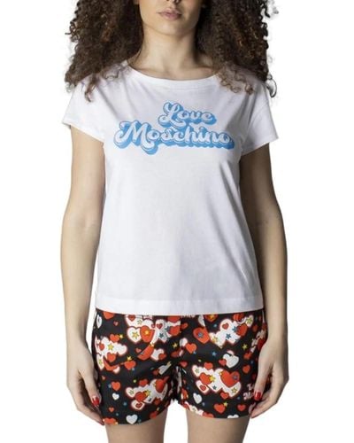 Love Moschino Short Sleeves Boxy Fit t-Shirt incotton Jersey - Blu