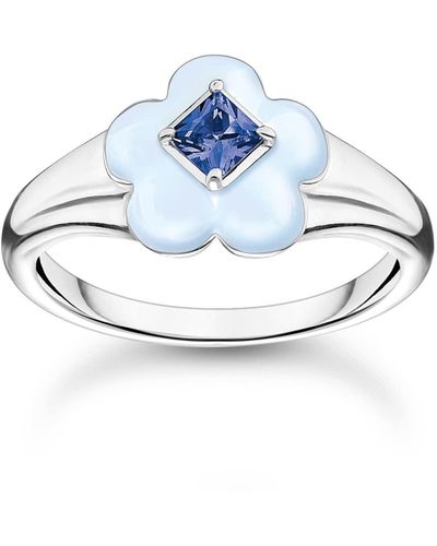 Thomas Sabo Ring With Blue Flower Silver 925 Sterling Silver