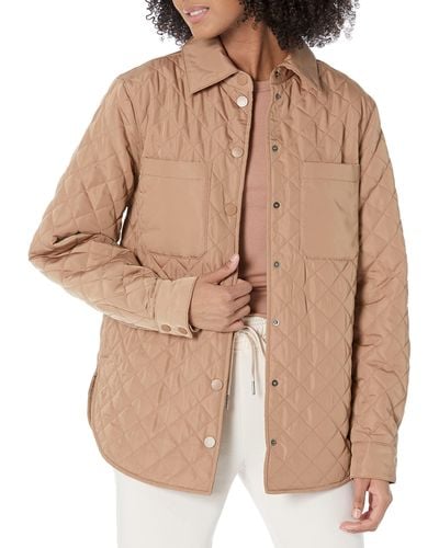 Amazon Essentials Relaxed Recycled Polyester Quilted Shirt Jacket - Natural