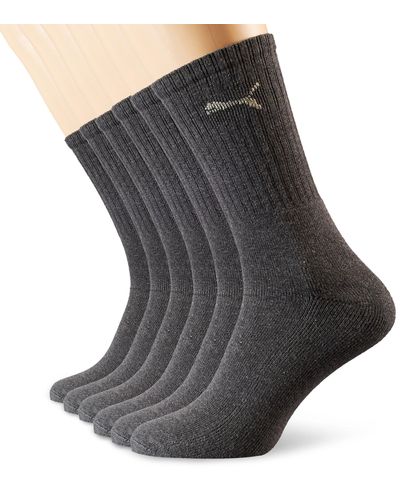 PUMA Unisex Crew Socks Socken Sportsocken MIT FROTTEESOHLE 6er Pack anthracite 201 - 43/46 - Mehrfarbig