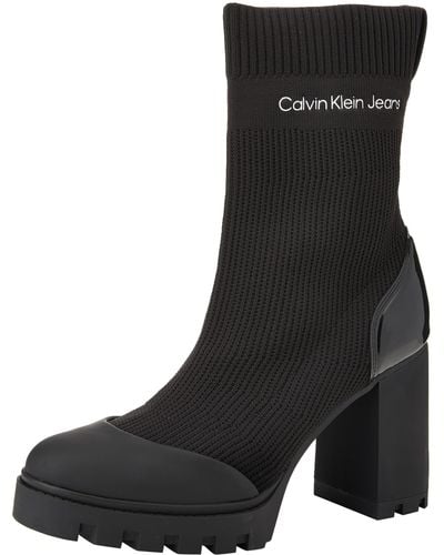 Calvin Klein Jeans Mid Boot Platform Knit - Zwart