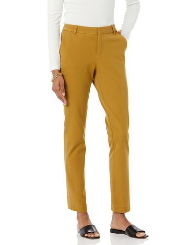 Amazon Essentials Pantalon Jambe Droite Longue Bi-Extensible - Jaune