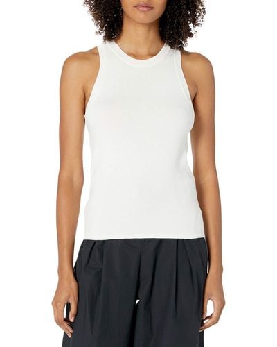 The Drop Gina Fitted Sleeveless High-neck Cut-in Jumper Tank - White