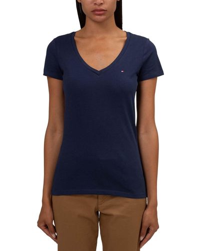 Tommy Hilfiger Schlankes -T-Shirt mit V-Ausschnitt - Blau