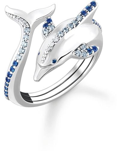 Thomas Sabo Ring Dolphin With Blue Stones 925 Sterling Silver