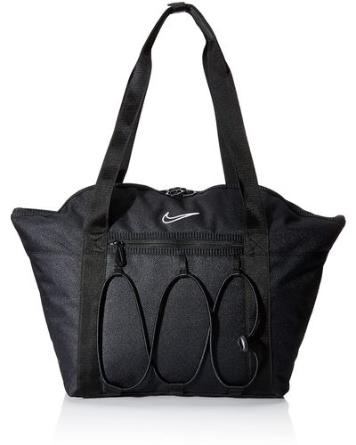 Nike One, Borsa Sportiva Donna, Black/Black/White, Taglia unica - Nero