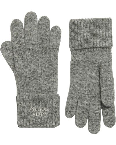Superdry S Ribbed Knitted Gloves - Grey