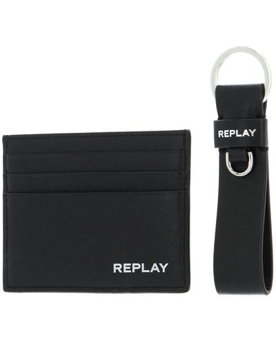 Replay Set Wallet + Keyring Black - Grau