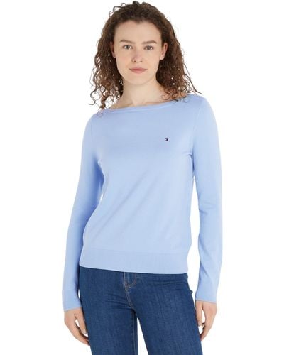 Tommy Hilfiger Pullover Co Jersey Stitch Boat-Nk Sweater Strickpullover - Blau
