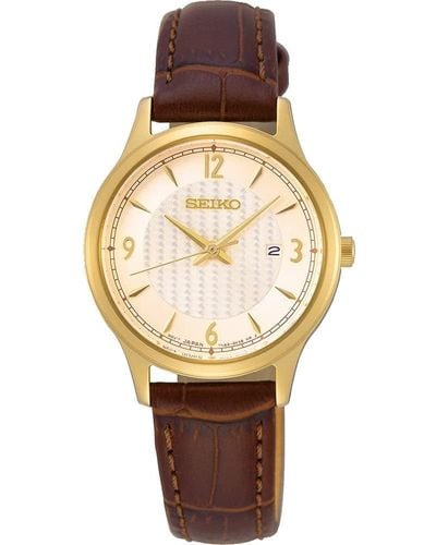 Seiko Neo classic orologio Donna Analogico Al quarzo con cinturino in Pelle di vitello SXDG96P1 - Marrone