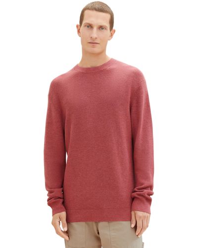 Tom Tailor 1038238 Cosy Basic Crewneck Strick-Pullover - Rot