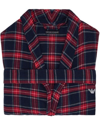 Emporio Armani Dressing-Gown Tartan Flannel Nightgown - Blau