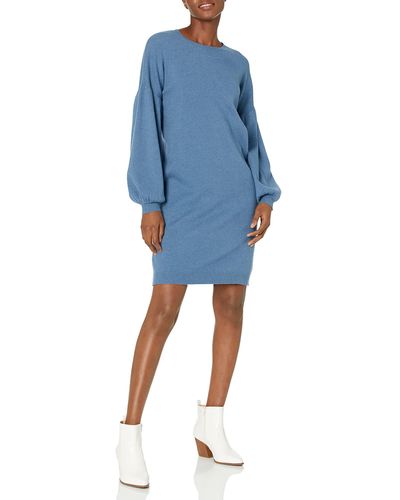 The Drop Aiko Puff Sleeve Mini Sweater Dress - Blue