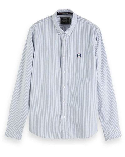 Scotch & Soda Regular FIT-Classic Oxford Shirt with Chest Embroidery Freizeithemd - Blau