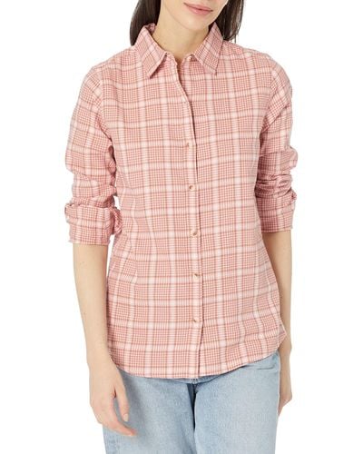 Amazon Essentials Classic-fit Long-sleeve Lightweight Plaid Flannel Shirt - Pink