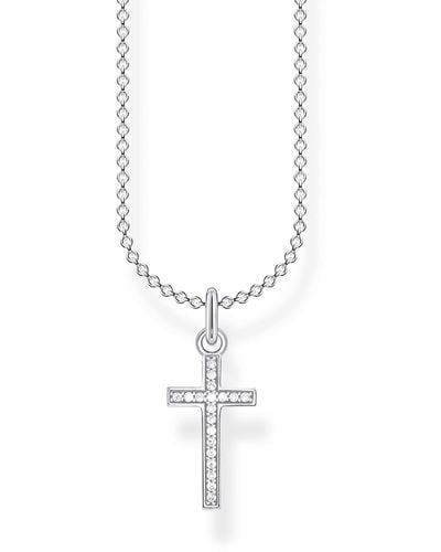 Thomas Sabo KE2043-051-14-L45v Chaîne pour femme en forme de croix pavée en argent sterling 925 - Métallisé