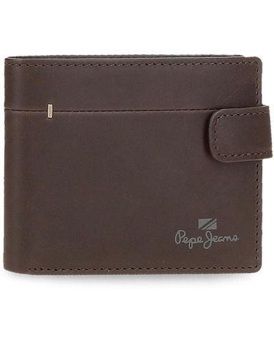 Pepe Jeans Staple Horizontal Wallet mit Klickverschluss - Braun