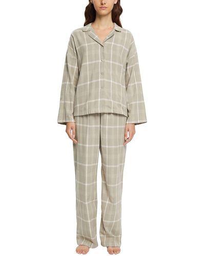 Esprit Bodywear Flannel Check 2 Sus Pyjama Pyjamaset - Naturel