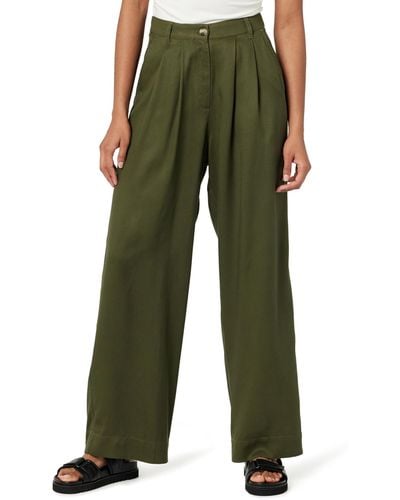 The Drop Amalia Relaxed Pleated Trousers Pantaloni - Verde